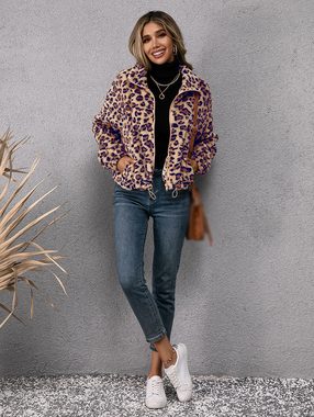 AFAZ New Trading UG Sweatblazer Herbst- und Winter-Damen-Langarm-Sweatshirt mit Leopardenmuster