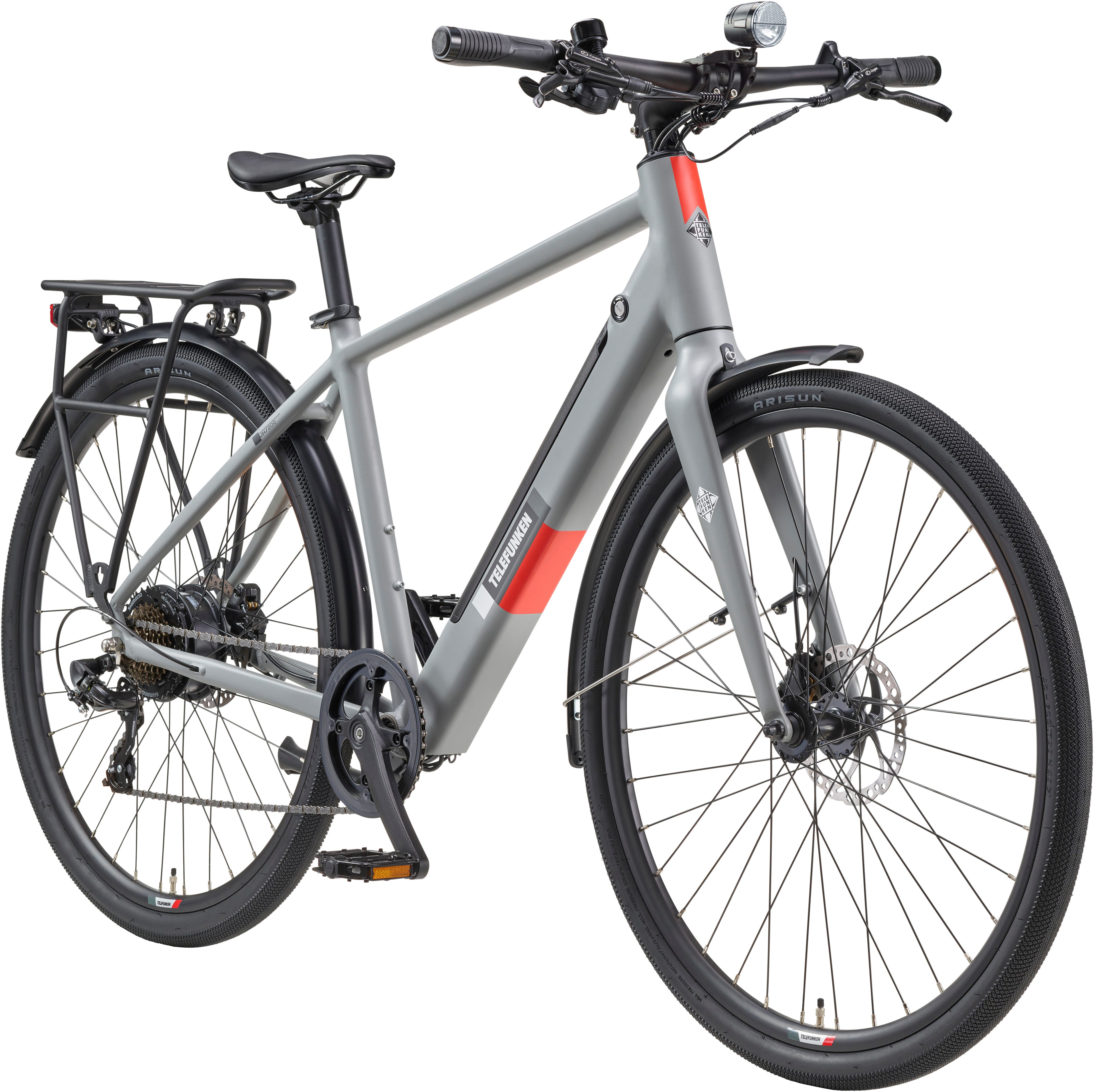 Telefunken E-Bike Cityrad UH200, 7 Gang Shimano, Kettenschaltung, Heckmotor, 475,2 Wh, (28 Zoll, Straßenzulassung, Scheibenbremsen, leichtes E-Bike ca. 20 kg), Pedelec, Elektrofahrrad für Herren u. Damen, Urbanbike