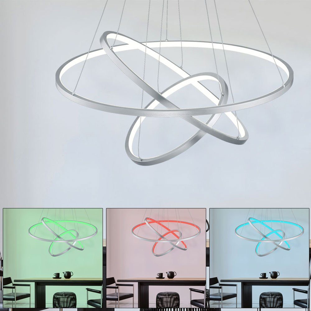 etc-shop Smarte LED-Leuchte, Smart RGB LED Pendel Decken Ring Leuchte  Tages-Licht Kronleuchter Lüster FERNBEDIENUNG