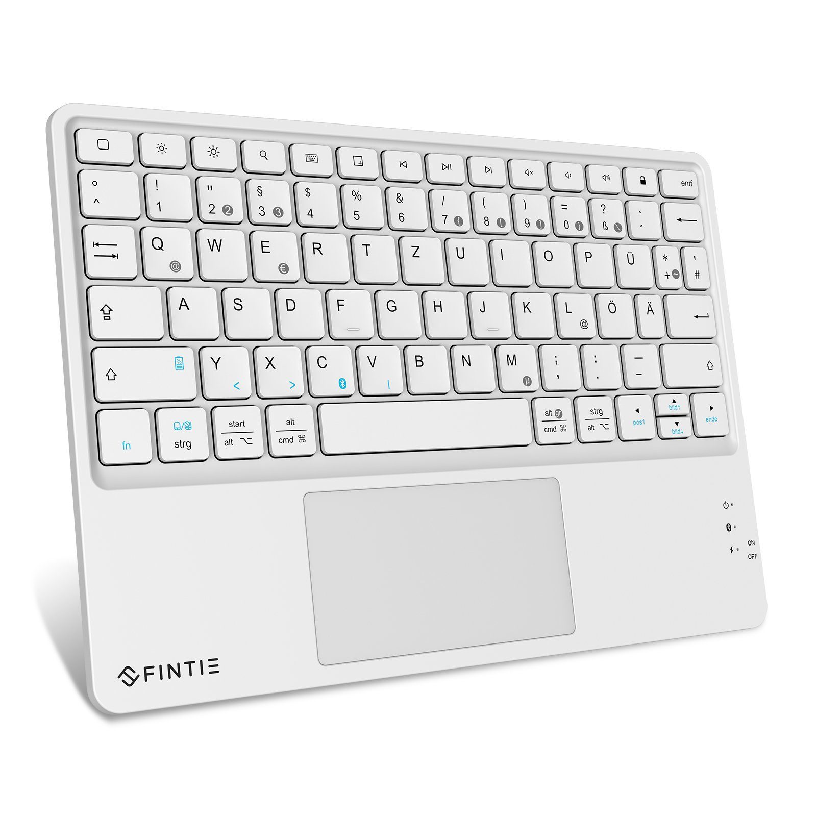 Fintie Kabellose Bluetooth Tastatur mit Touchpad, Deutsch Layout Tastatur Tablet-Tastatur (für iPad, Samsung, Lenovo Tablets, iPhone, Smartphone, Android-Tablets) Weiß