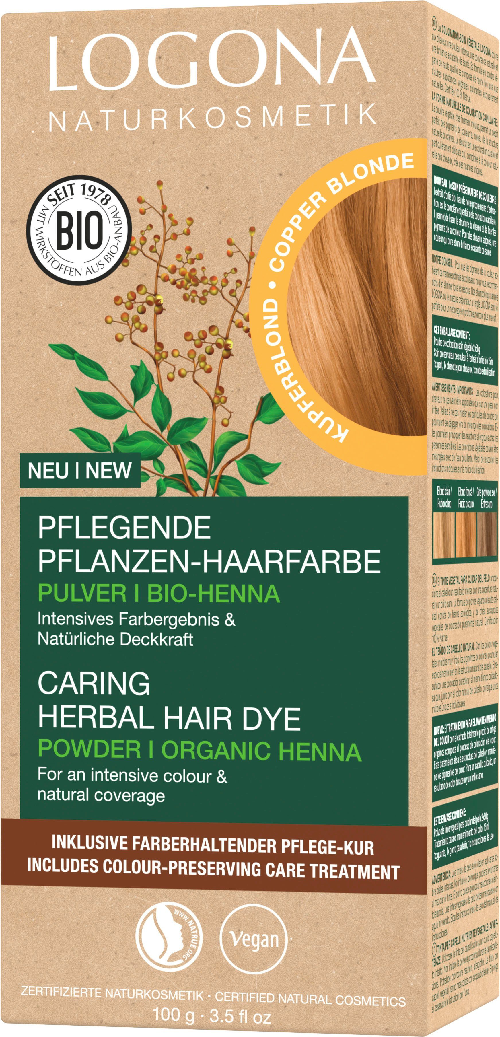 Pflanzen-Haarfarbe Pulver LOGONA Kupferblond Haarfarbe 02