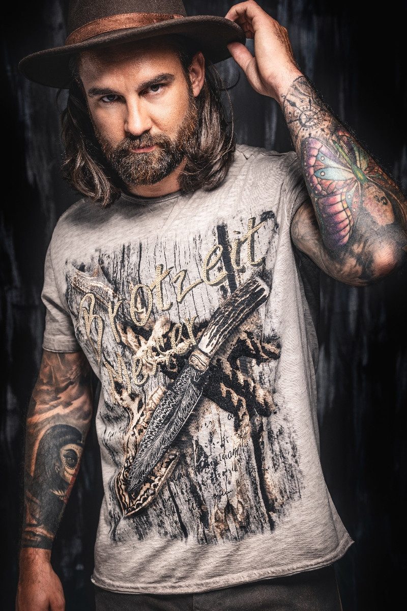 Hangowear Trachtenshirt Trachtenshirt Herren - PARSIFAL - grau