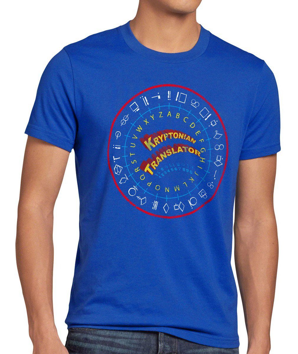 style3 Print-Shirt Herren T-Shirt Sheldon Kryptonian Translator Big Theory Cooper Bang Super Man blau
