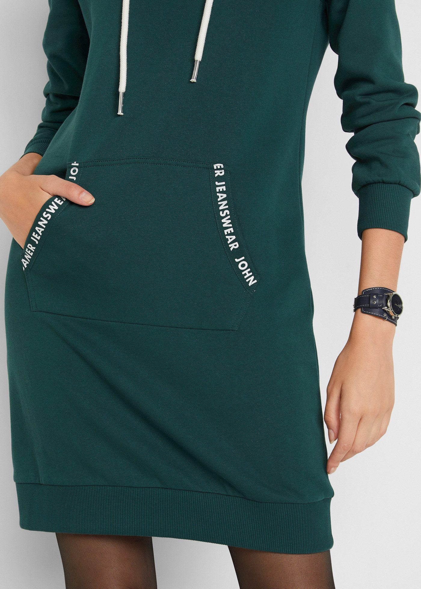 bonprix Sweatkleid für den Alltag, mit Stehkragen und Kapuze, lässig geschnitten