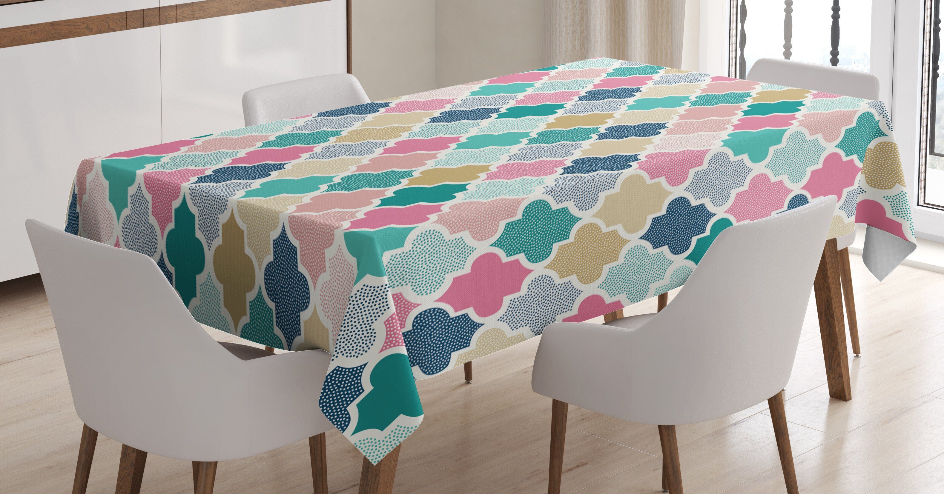 Abakuhaus Tischdecke Farbfest Waschbar Für den Außen Bereich geeignet Klare Farben, Geometrisch Klassische marokkanisch