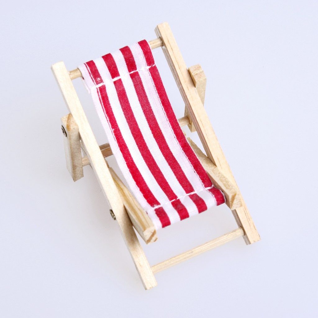 Deko AS Dekoobjekt Mini-Liegestuhl aus Holz – 15 cm, Rot-weiß gestreift, 3 Stück (3 St., 1 Set mit 3 Stück), klappbar