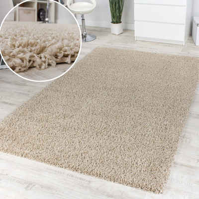 Hochflor-Teppich Esszimmer Hochflor Shaggy Teppich, Paco Home, Rechteckig, Höhe: 34 mm