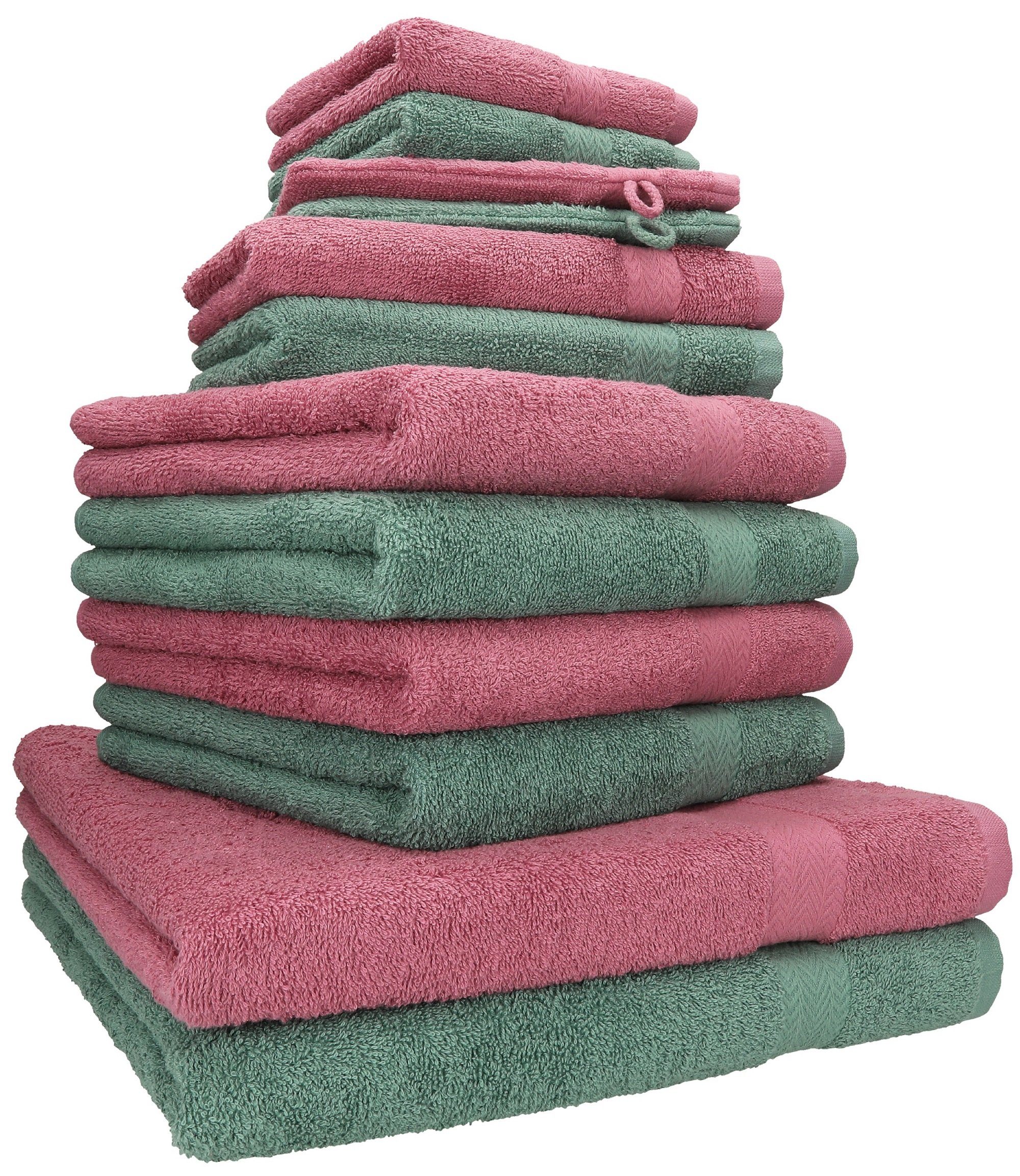 Handtuch Set 12-TLG. Handtuch Set Premium Farbe Beere/tannengrün
