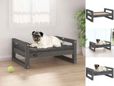 vidaXL Hundekorb Hundebett Hundekörbchen Hundeplatz Grau 65,5x50,5x28 cm Massivholz Kie