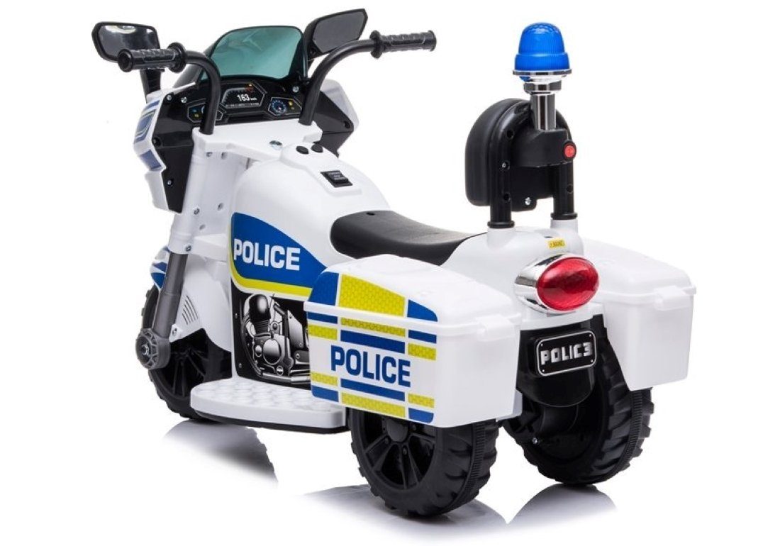 BoGi Electric Kids' Motorcycle, Police Style, TR1912, 6V, Sound & Light, White, Stylish Fun for Kids - Police Motorcycle