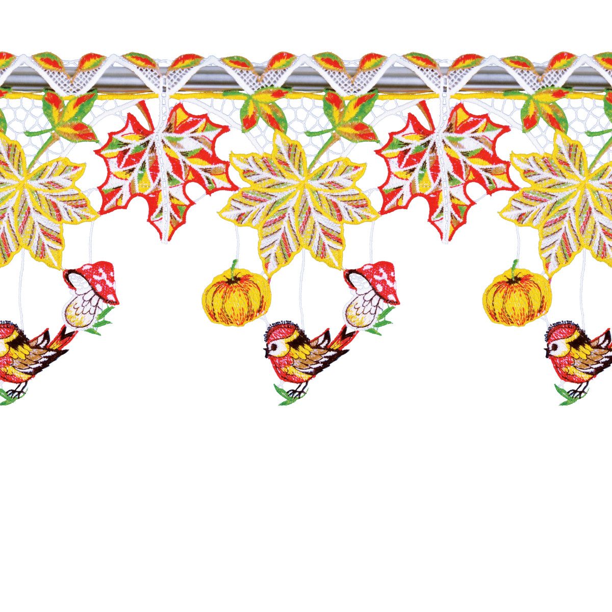 W. Reuter & Sohn - Plauener Spitze® Gardine Stangendeko "Herbstblätter", Or günstig online kaufen