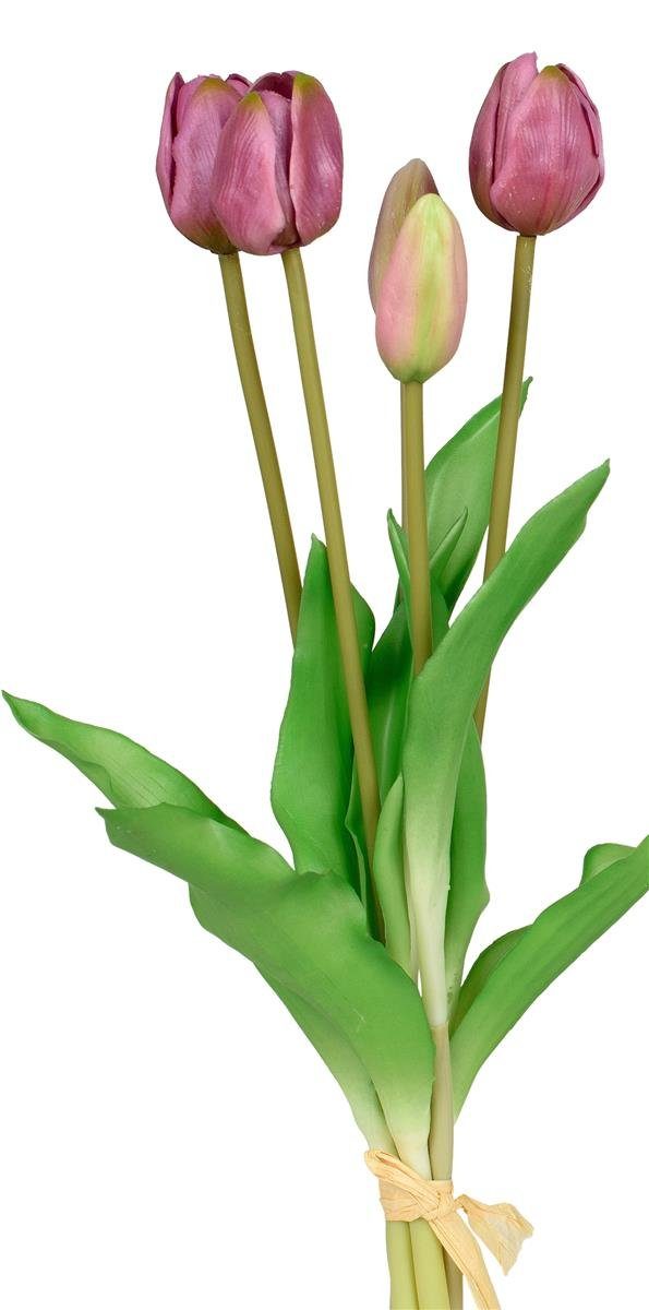 Kunstblume dekojohnson Künstliche blühende Tulpen-Blume als Bund 5 Stück einzeln Kunstpflanze, dekojohnson, Höhe 60 cm
