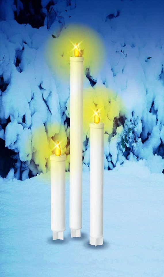 CHRISTmaxx Kerzenleuchter LED-Kerzenleuchten, 3-er Set Led Kerzenleuchten  Kerzen Kabellos Weinachten Deko, Stimmungsvoller Lichterglanz für Garten,  Terrasse & Balkon!