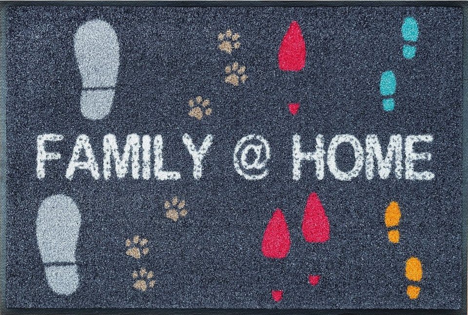 Fußmatte Family @ Home, wash+dry by Kleen-Tex, rechteckig, Höhe: 9 mm,  Schmutzfangmatte, mit Spruch, In- und Outdoor geeignet, waschbar,  Maschinenwaschbar bis 60 Grad, trocknergeeignet bis 90 Grad