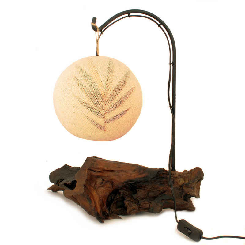 IMAGO Tischleuchte Tischlampe Wurzelholz, ohne Leuchtmittel, Hängelampe, Kugellampe, Aufdruck Bambusblatt