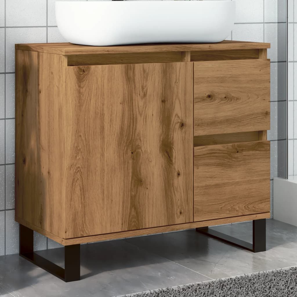 vidaXL Waschtisch NA Waschbeckenunterschrank Holzwerkstoff Artisan-Eiche freistehend 65x