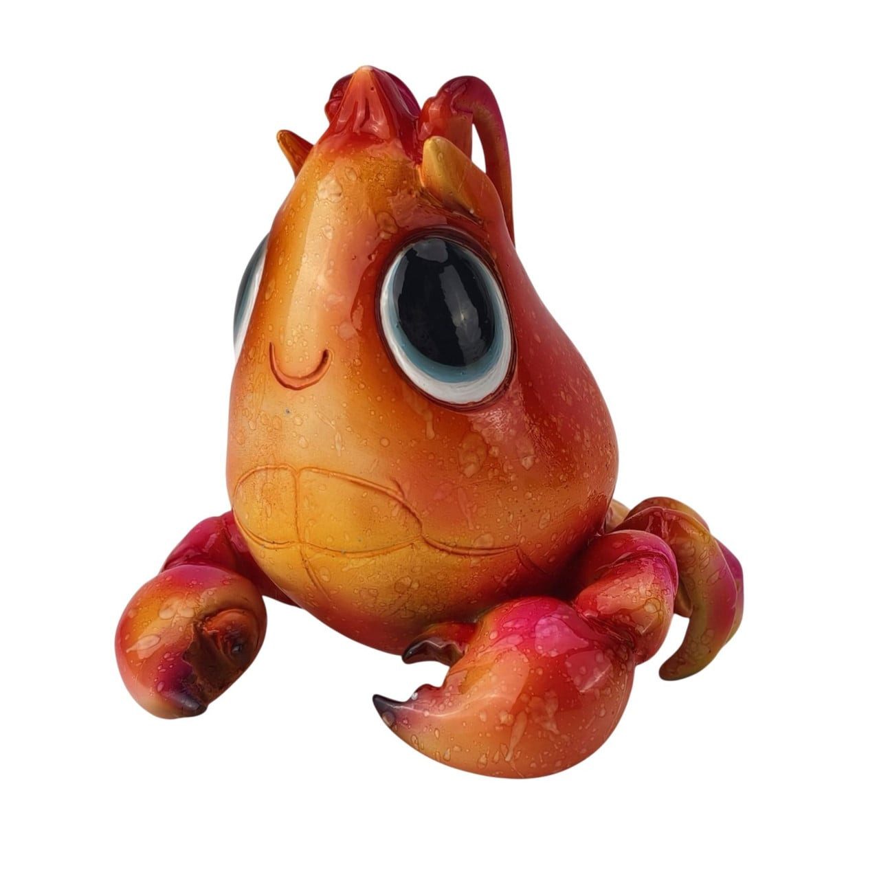Figurendiscounter Gartenfigur Dekofigur Gloss Hummer 12 x 13,5 cm orange/rot