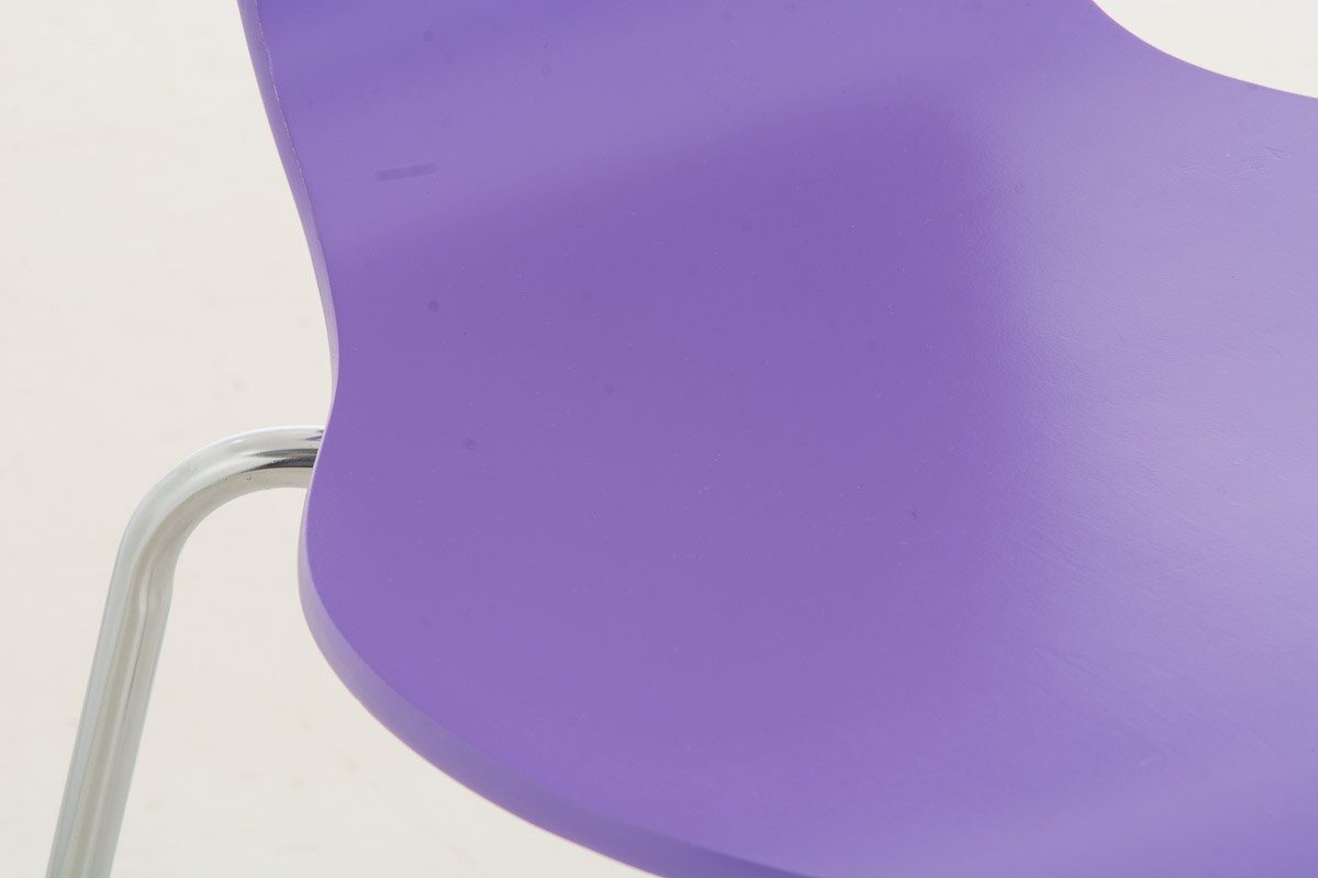 Sitzfläche: (Besprechungsstuhl - Konferenzstuhl Holz Messestuhl), Besucherstuhl Daggy Sitzfläche - mit ergonomisch geformter TPFLiving lila Metall - Gestell: Warteraumstuhl - chrom