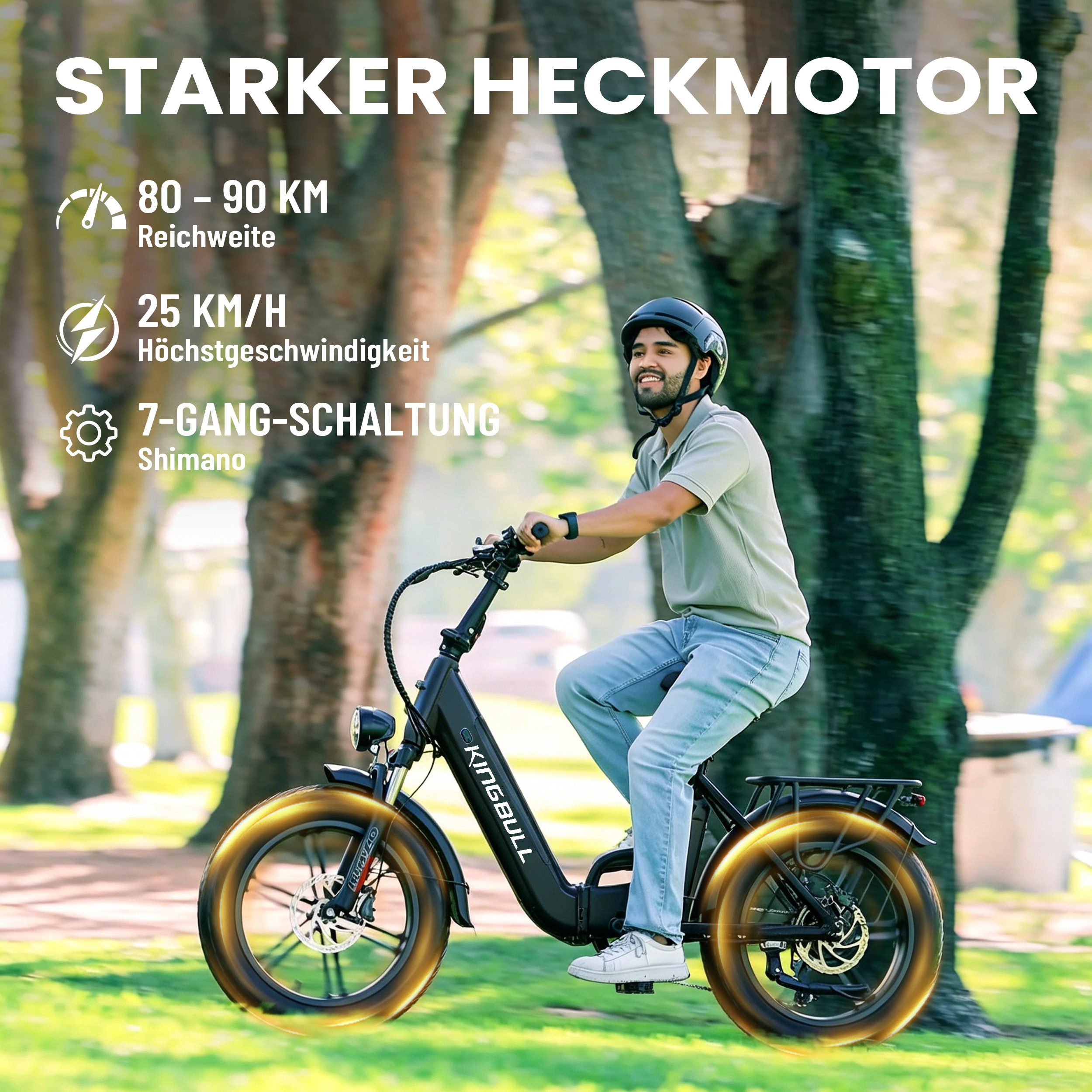 Vankel E-Bike Cityrad KLR herren Elektrofahrrad 648WH cityrad 20×4.0 damen 13.5AH max.100km, Kettenschaltung, Heckmotor, 648 Wh, (Beleuchtungsset mit Batterieladegerät, Batterieschlüssel, Werkzeug), 7 Gang, 648Wh Akku, Elektrofahrrad mit Gepäckträger, E-bikes