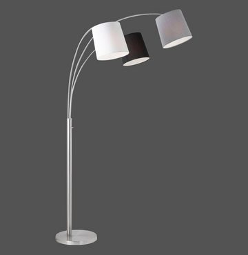 JUST LIGHT Stehlampe MELVIN, ohne Leuchtmittel, weiß, grau, schwarz, Kippschalter an der Stehleuchte, Metall u. Stoff