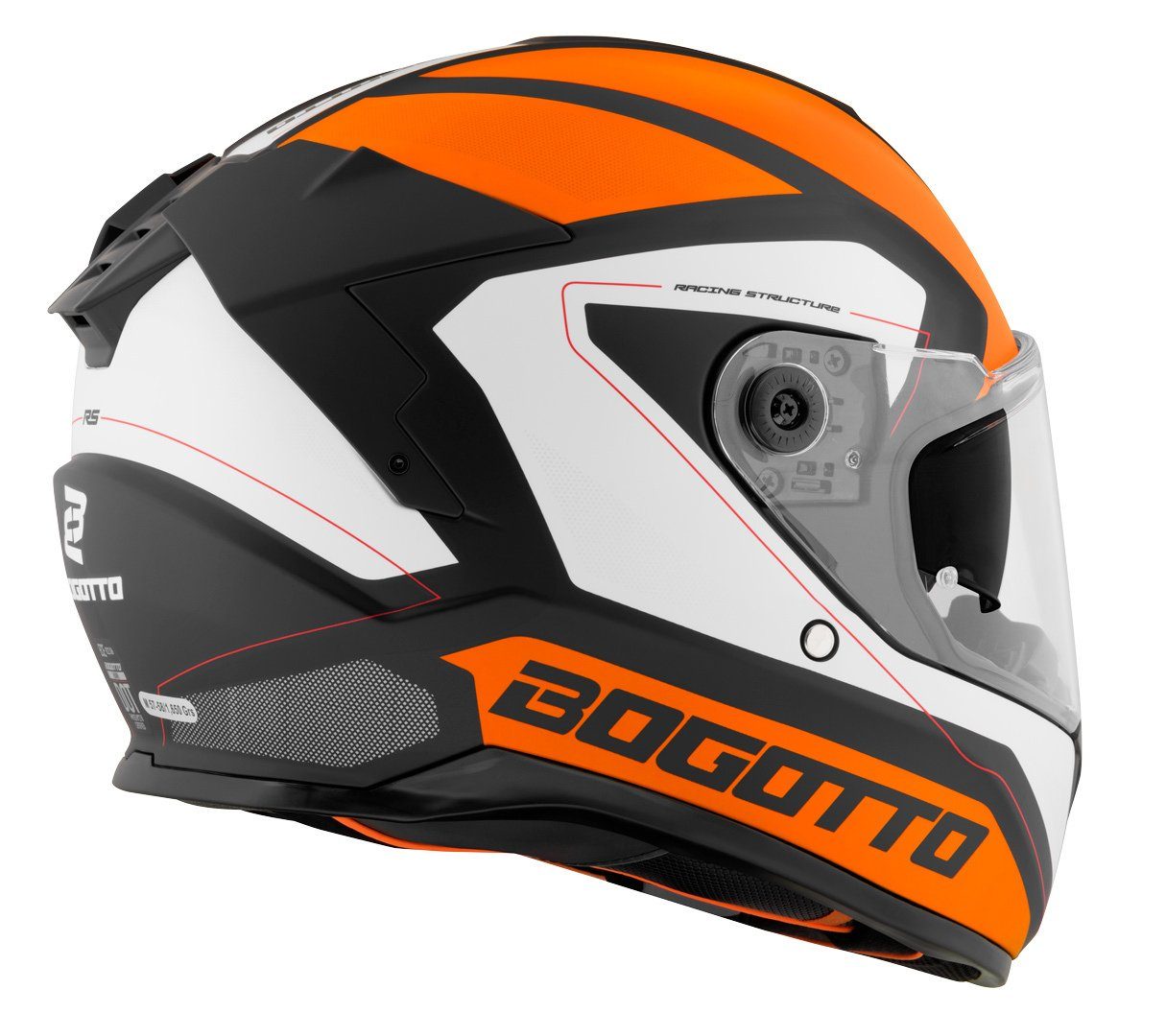 Bogotto Motorradhelm FF122 BGT Helm, integriertes Sonnenvisier
