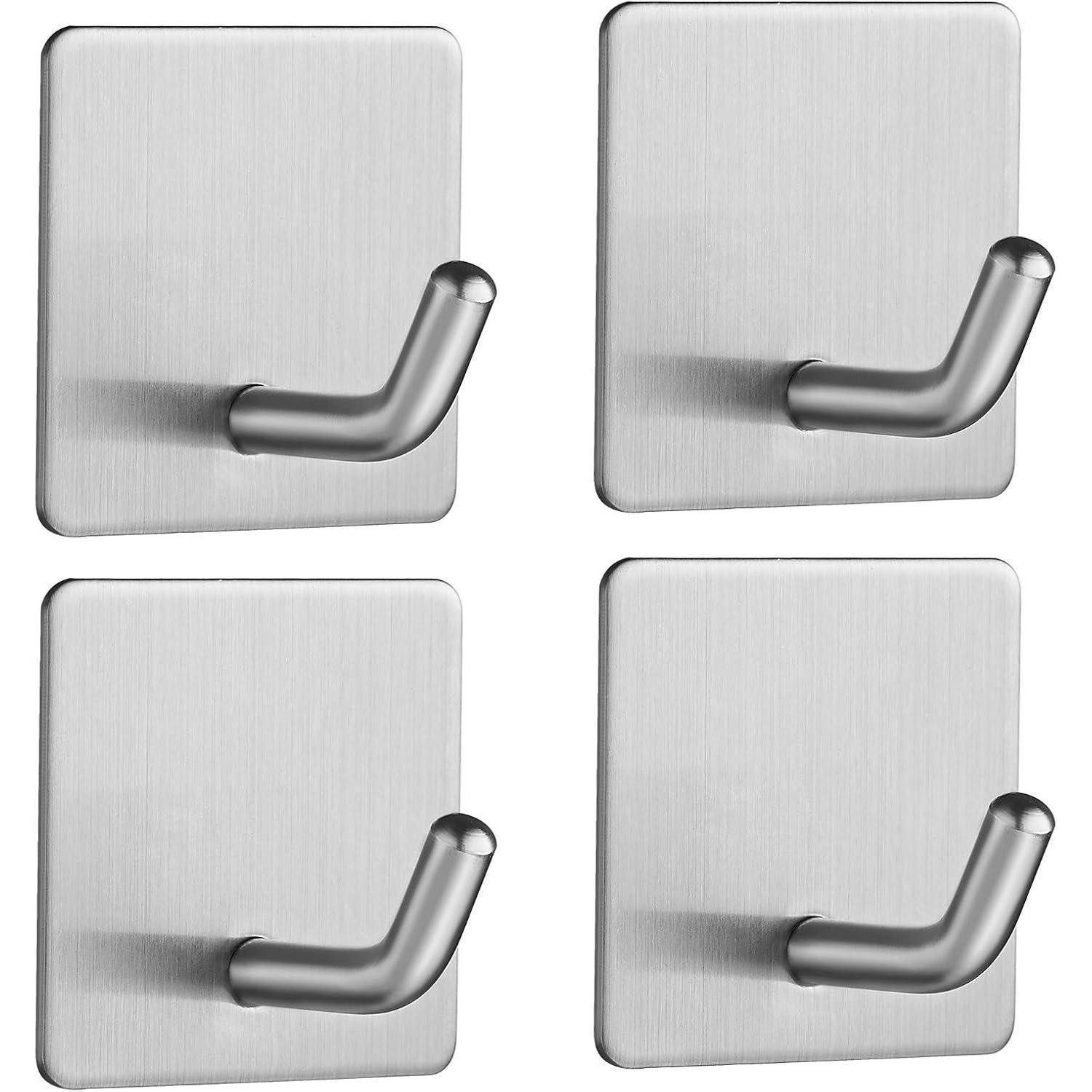 LuxusKollektion Klebehaken Klebehaken Selbstklebend Edelstahl SUS304 Handtuchhaken 4er Silver