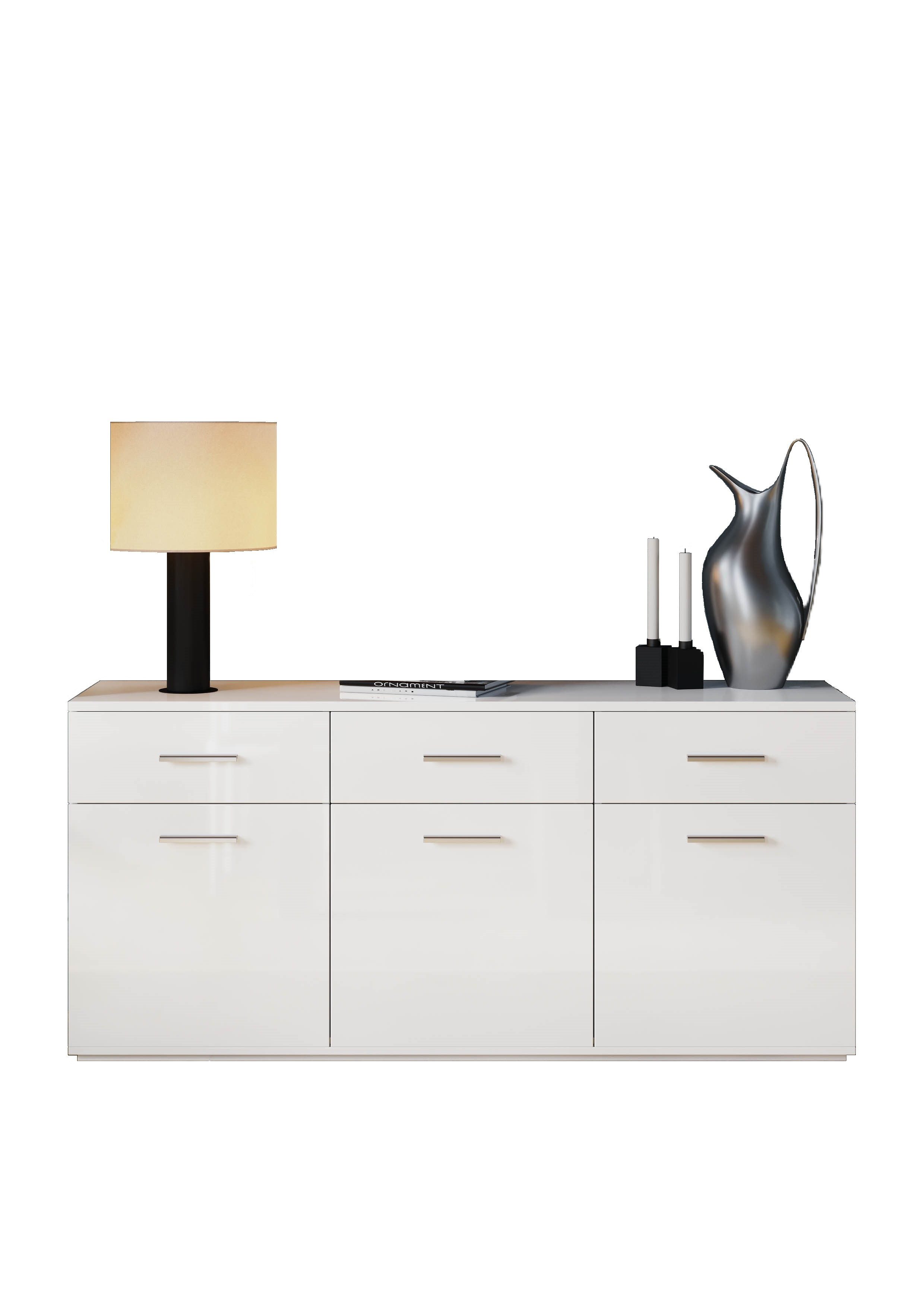 Interdesign24 Sideboard Venere (3-Türig, mit 3 Schubladen, in Weiß Hochglanz), Made in Italy