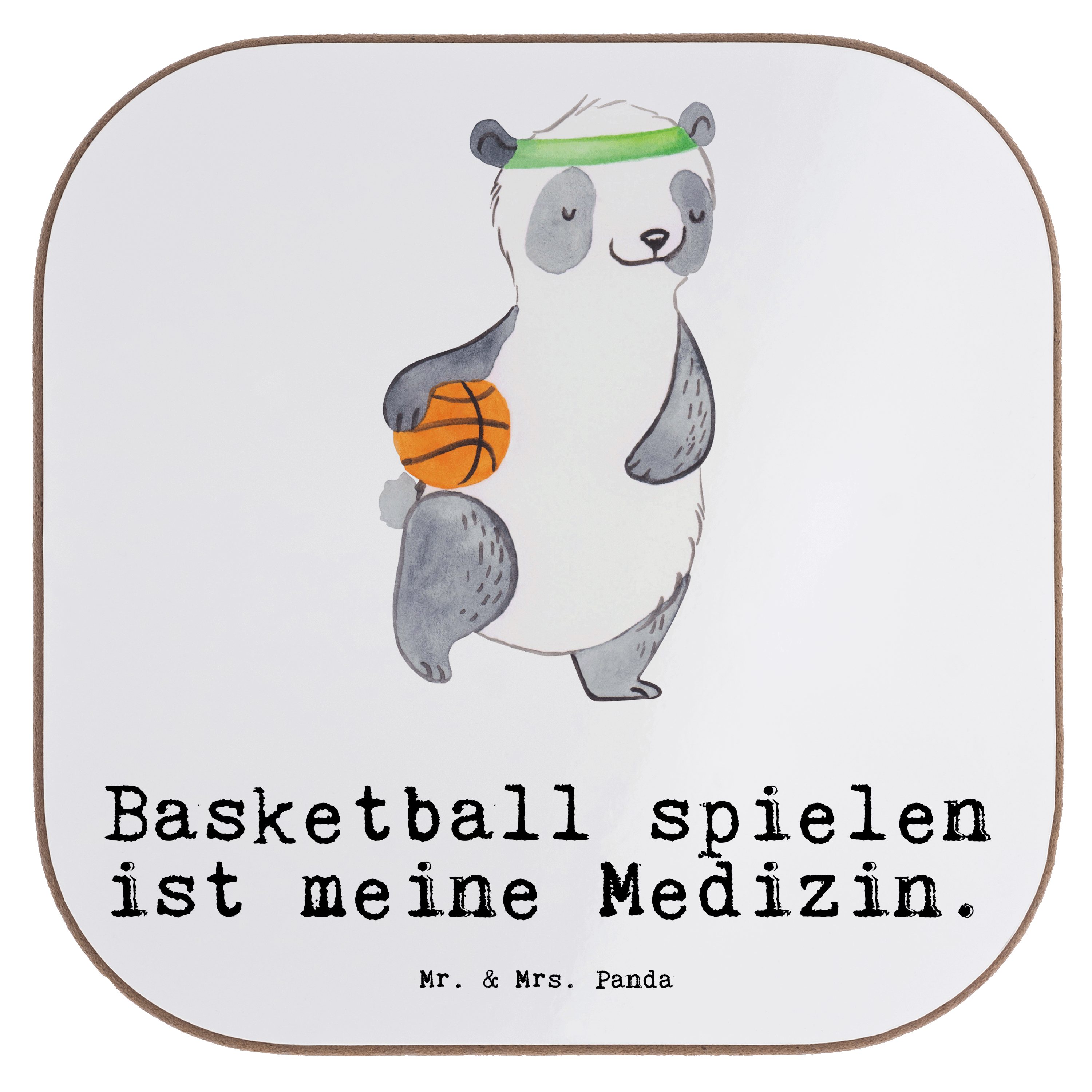Mrs. 1-tlg. Getränkeuntersetzer Medizin & Schenken, Bierdeckel, Mr. Geschenk, Basketball Panda Panda Weiß - Dan, -