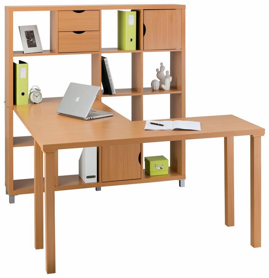 loft24 Regal-Schreibtisch Kiera - Schreibtisch Arbeitstisch Schreibpult, Schreibtisch mit Regal, Arbeitszimmer Home Office, modernes Design