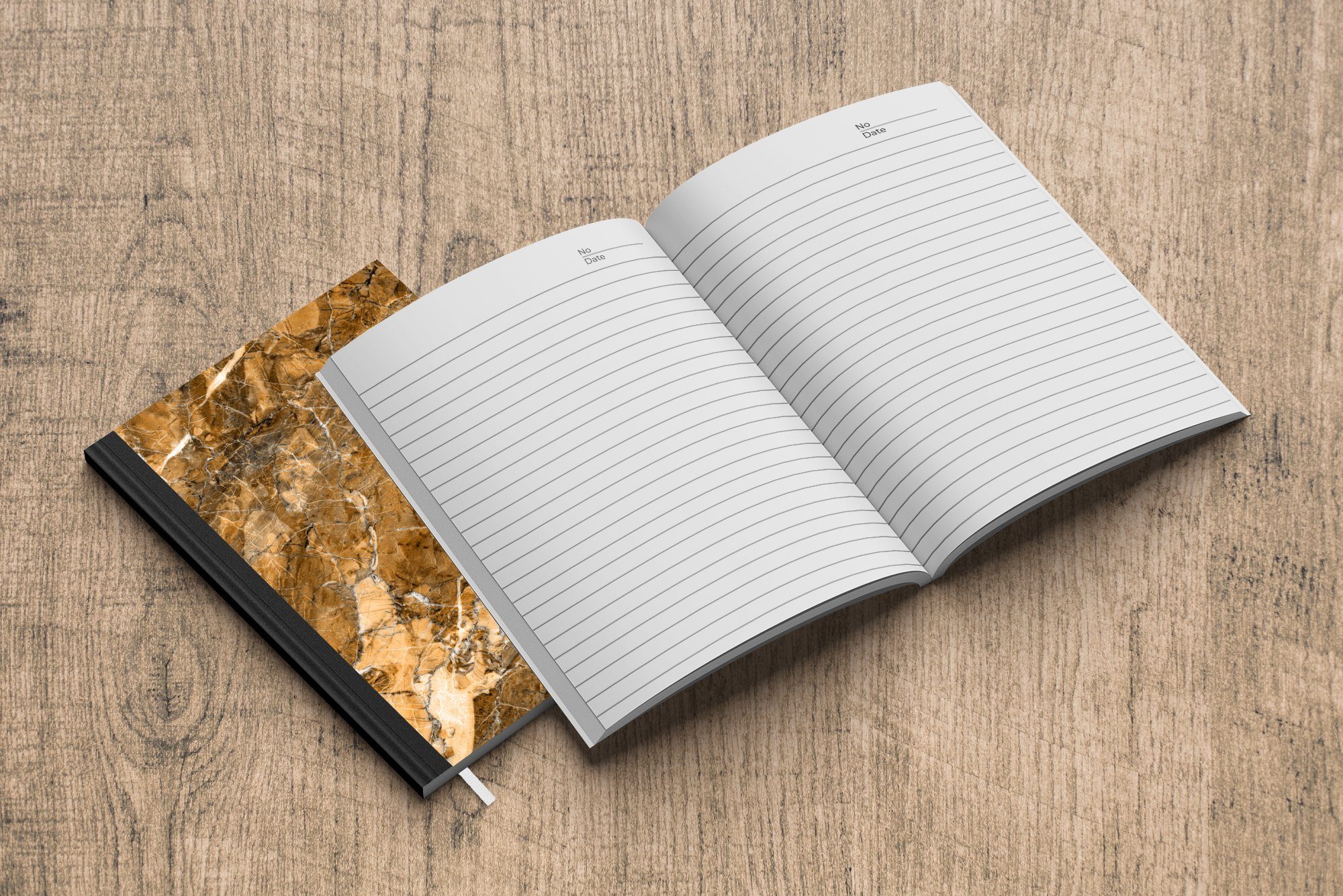 MuchoWow Notizbuch Granit Notizheft, Haushaltsbuch Merkzettel, Seiten, - Stein - - Journal, A5, Gelb Orange, 98 Tagebuch