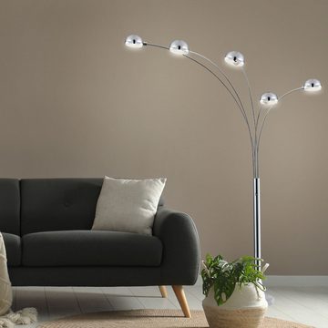 etc-shop LED Stehlampe, Leuchtmittel inklusive, Warmweiß, Design Steh Leuchte LED 15 Watt Lobby Chrom Lampe Marmor Fußschalter