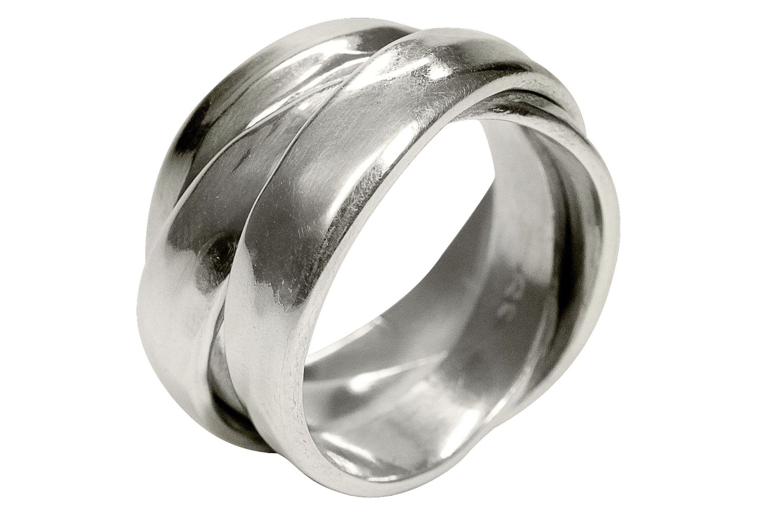 SILBERMOOS Silberring XL Elegant gewickelter Dreierring, 925 Sterling Silber