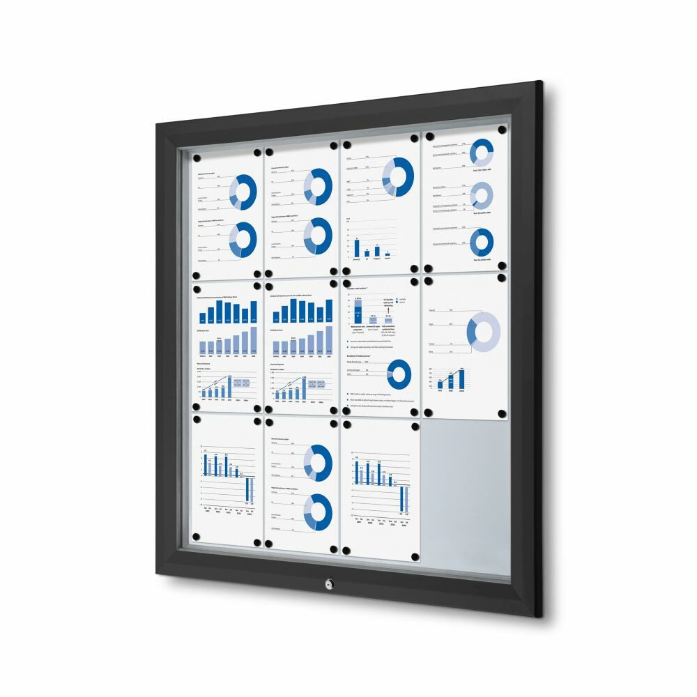 Hängevitrine Showdown Displays Schaukasten Premium für Außen - 12x DIN A4 - Schwarz