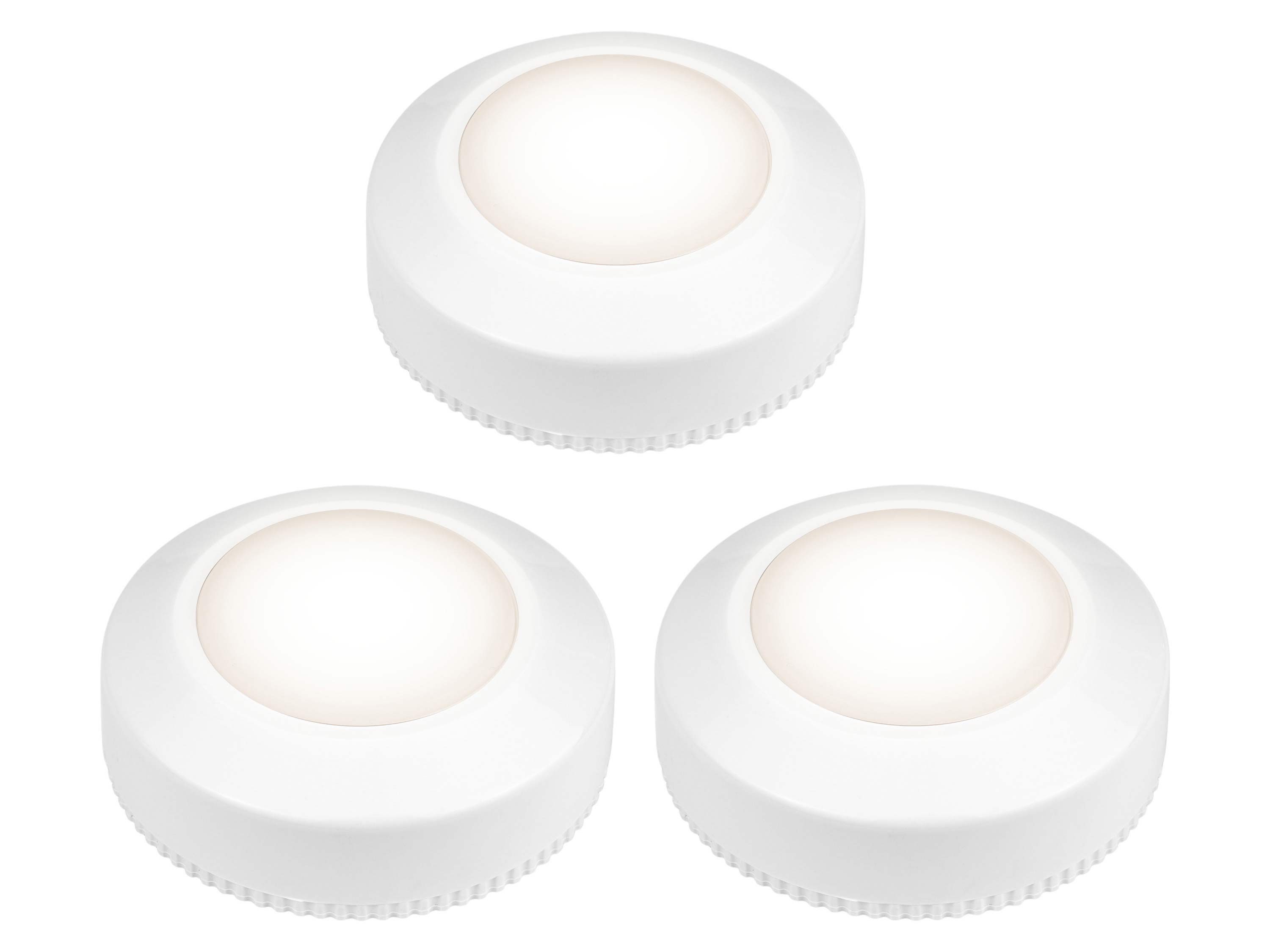 STAR TRADING LED Unterbauleuchte Night Lamp, An-Aus, LED, warmweiß, Push Leuchten weiß Batteriebetrieb Klebepad 40 Lumen