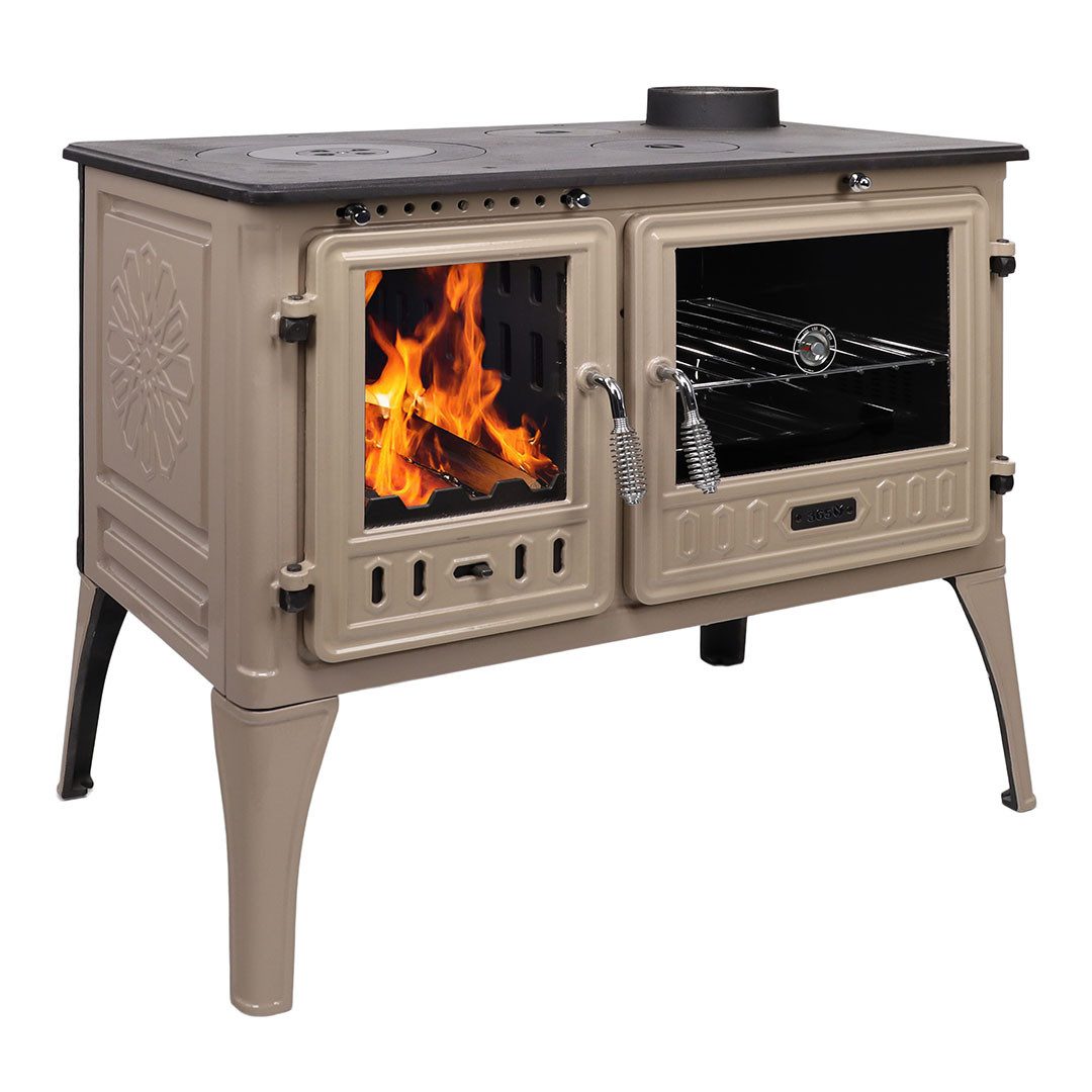 365 Kaminofen 365® Küchenherd Cook Lite beige emailliert 8,5 kW Gusseisen A+, 8,5 kW