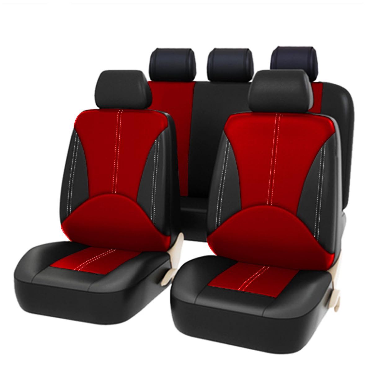 GarveeMore Autositzbezug Autositzbezüge Komplettset Universal PU Leder 9-teilig