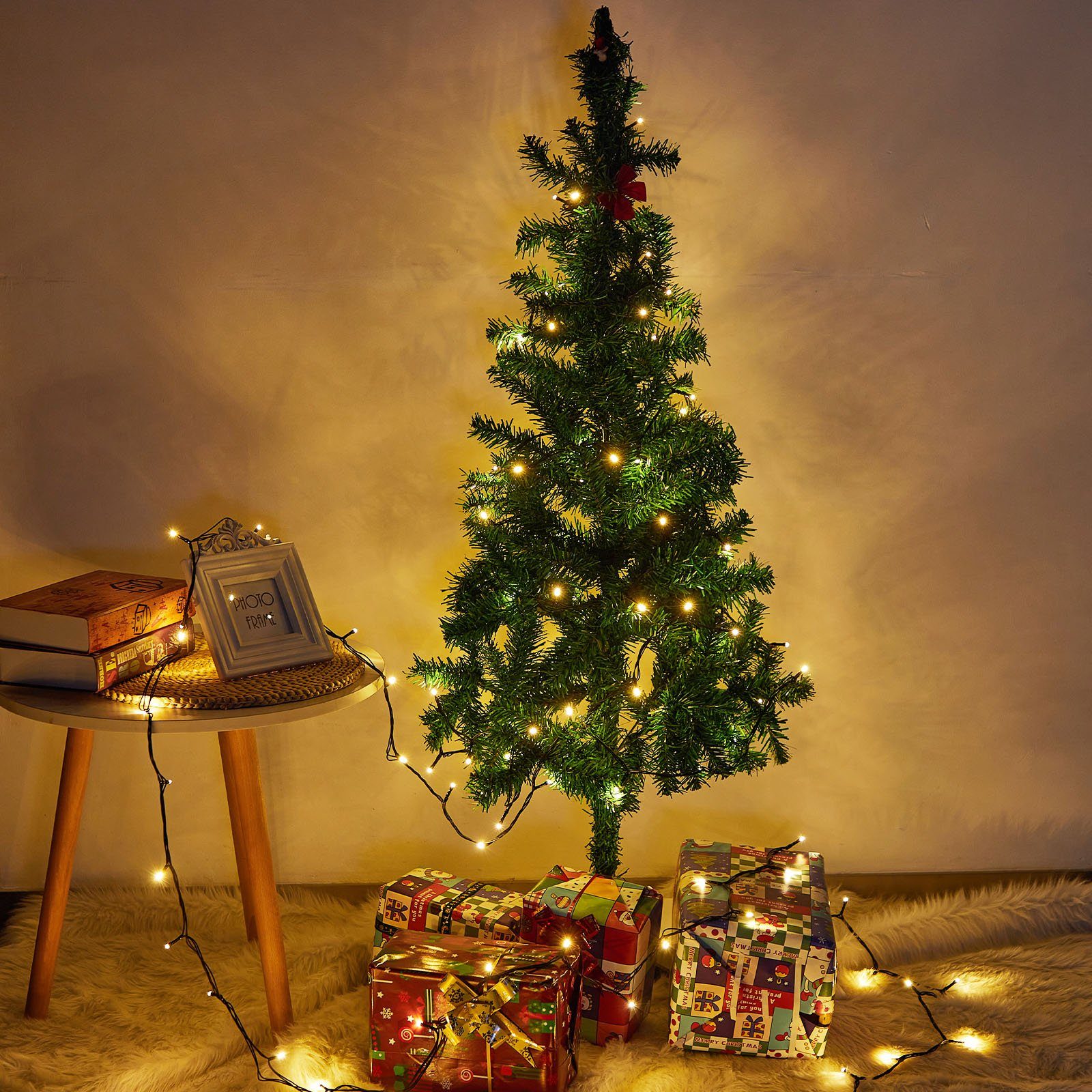 Timer für Schlafzimmer, Modi 50/100M Hochzeit LED Deko, Weihnachten, Strom, Weihnachtsbeleuchtung, Party, Innen LED-Lichterkette Weihnachtsbaum 8 Außen Sunicol