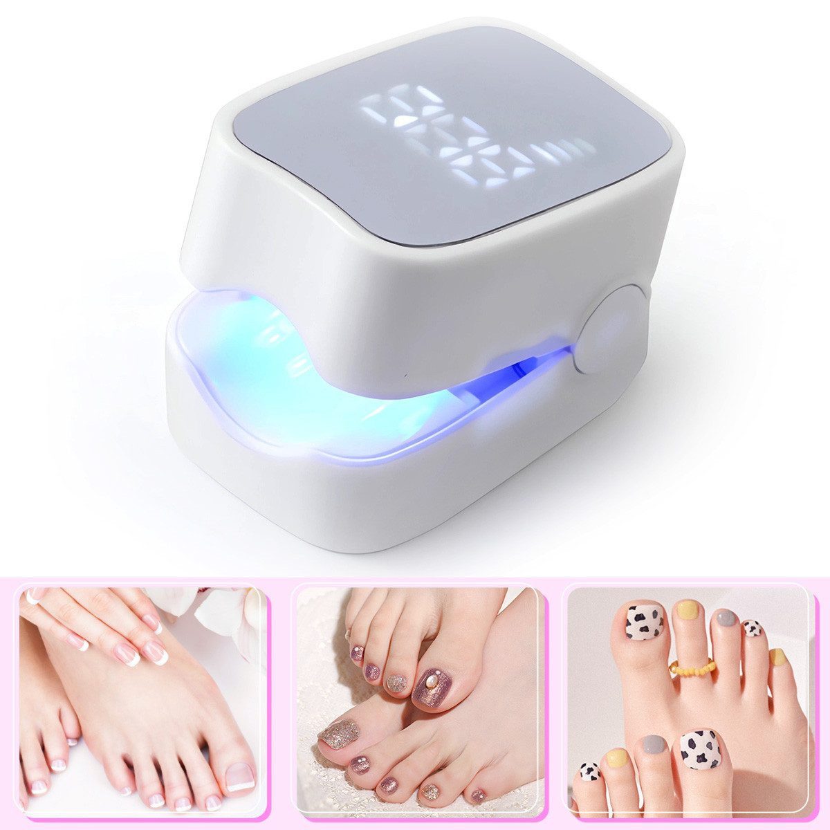 Welikera Lichthärtungsgerät 2 st Nagelpilz Laser Behandlungsgerät, Nagelpilz Behandlung, 2-tlg., 3 sichtbare blaue Lichter& 1 unsichtbares Infrarotlicht