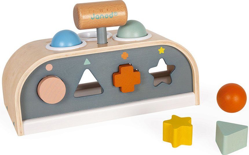Janod Lernspielzeug Holzspielzeug, Sweet Cocoon -Schlag- & Sortierspiel TapTap, FSC®- schützt Wald - weltweit