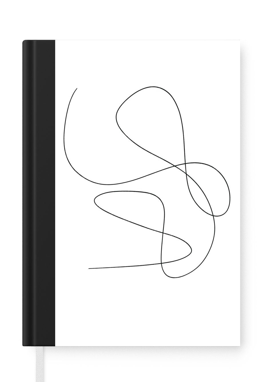 MuchoWow Notizbuch Linienkunst - Minimalismus - Abstrakt, Journal, Merkzettel, Tagebuch, Notizheft, A5, 98 Seiten, Haushaltsbuch