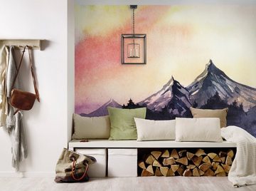 living walls Fototapete Designwalls Mountain Paint 1, glatt, (5 St), Vlies, Wand, Schräge, Decke