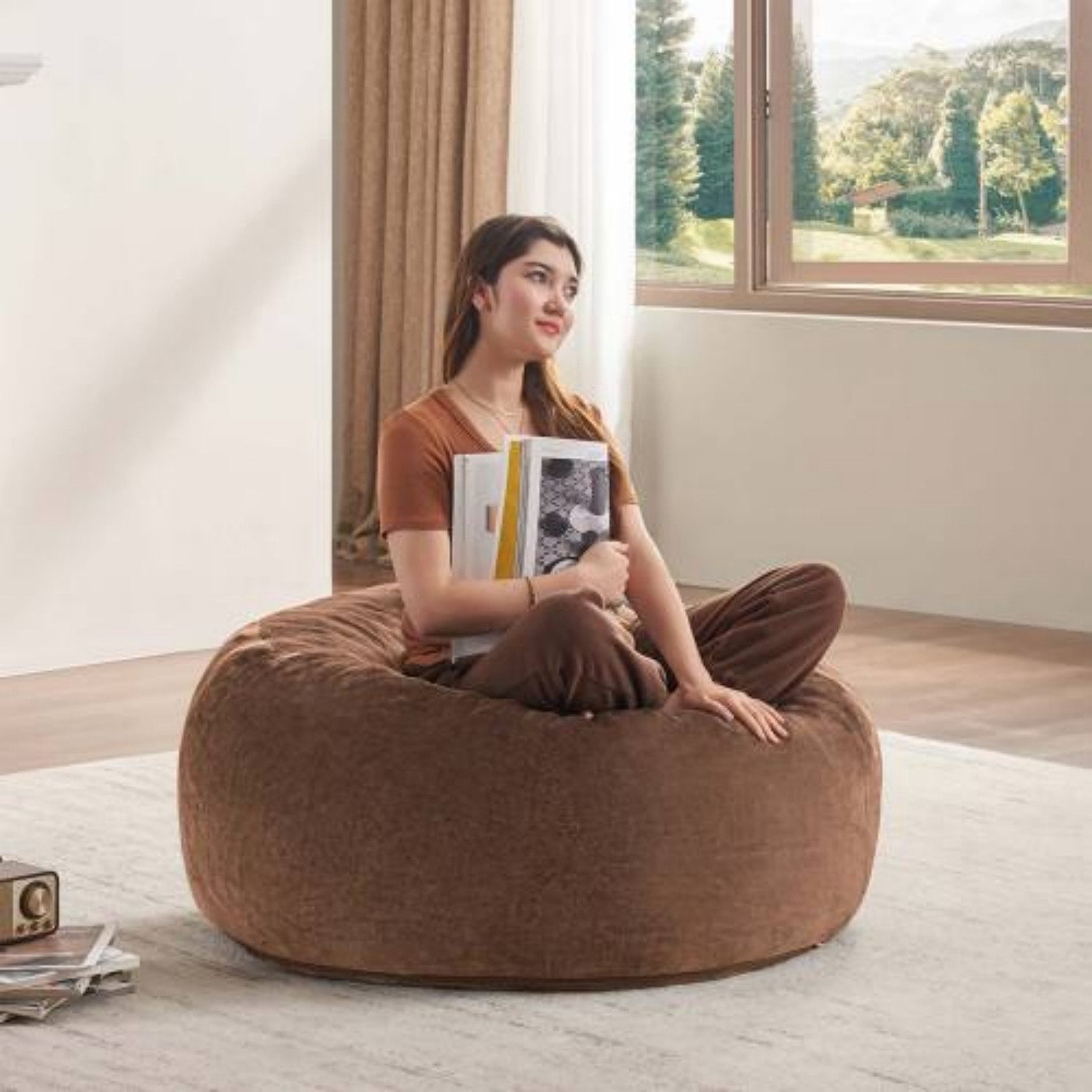 ANYSUN Sitzsack Sessel für Erwachsene mit abnehmbarem Bezug & Memory-Schaum, Platzsparend & mobil für Wohnzimmer, Schlafzimmer & Leseecke