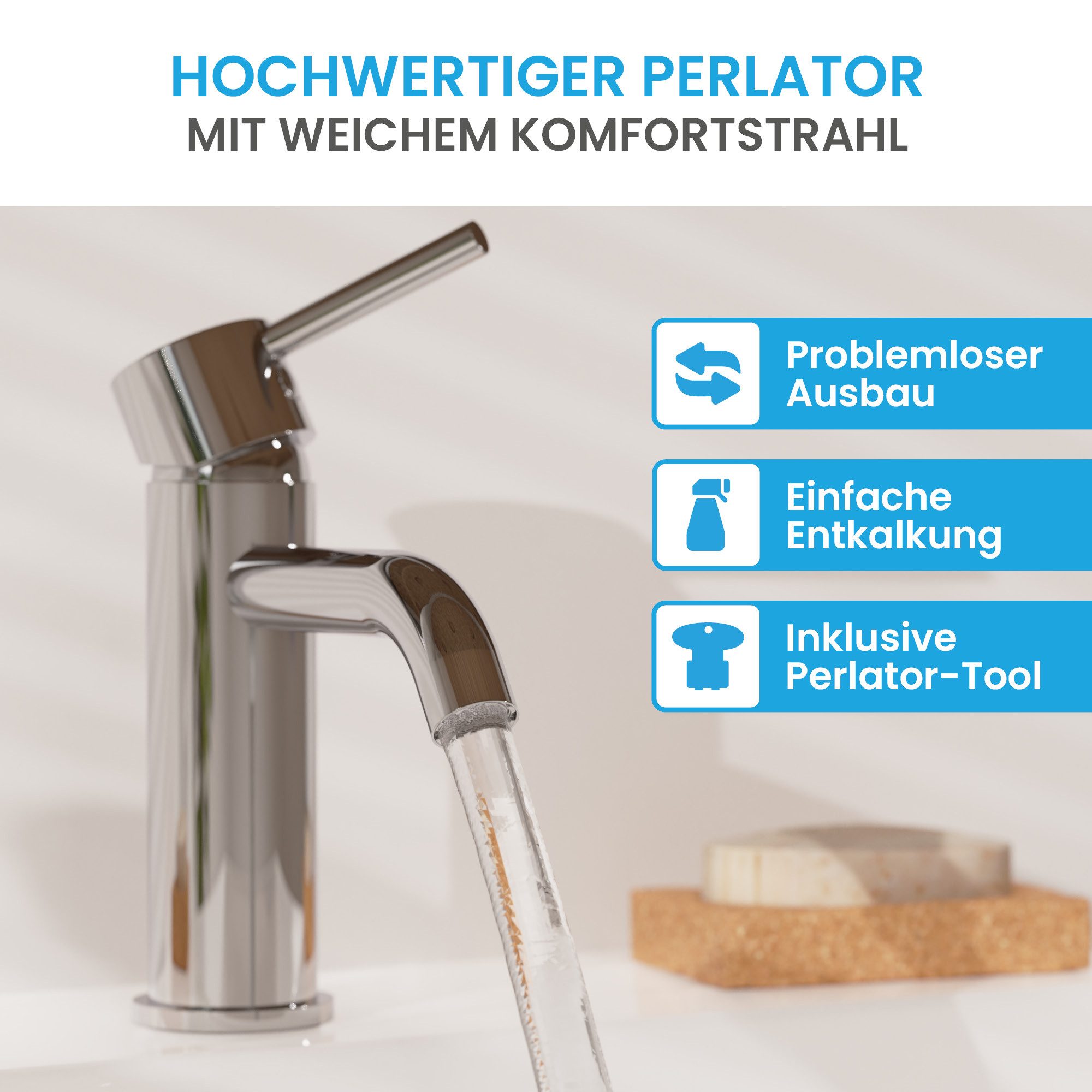 Bächlein Badarmatur Susara - eleganter Bad Wasserhahn, Waschbecken Armatur günstig online kaufen