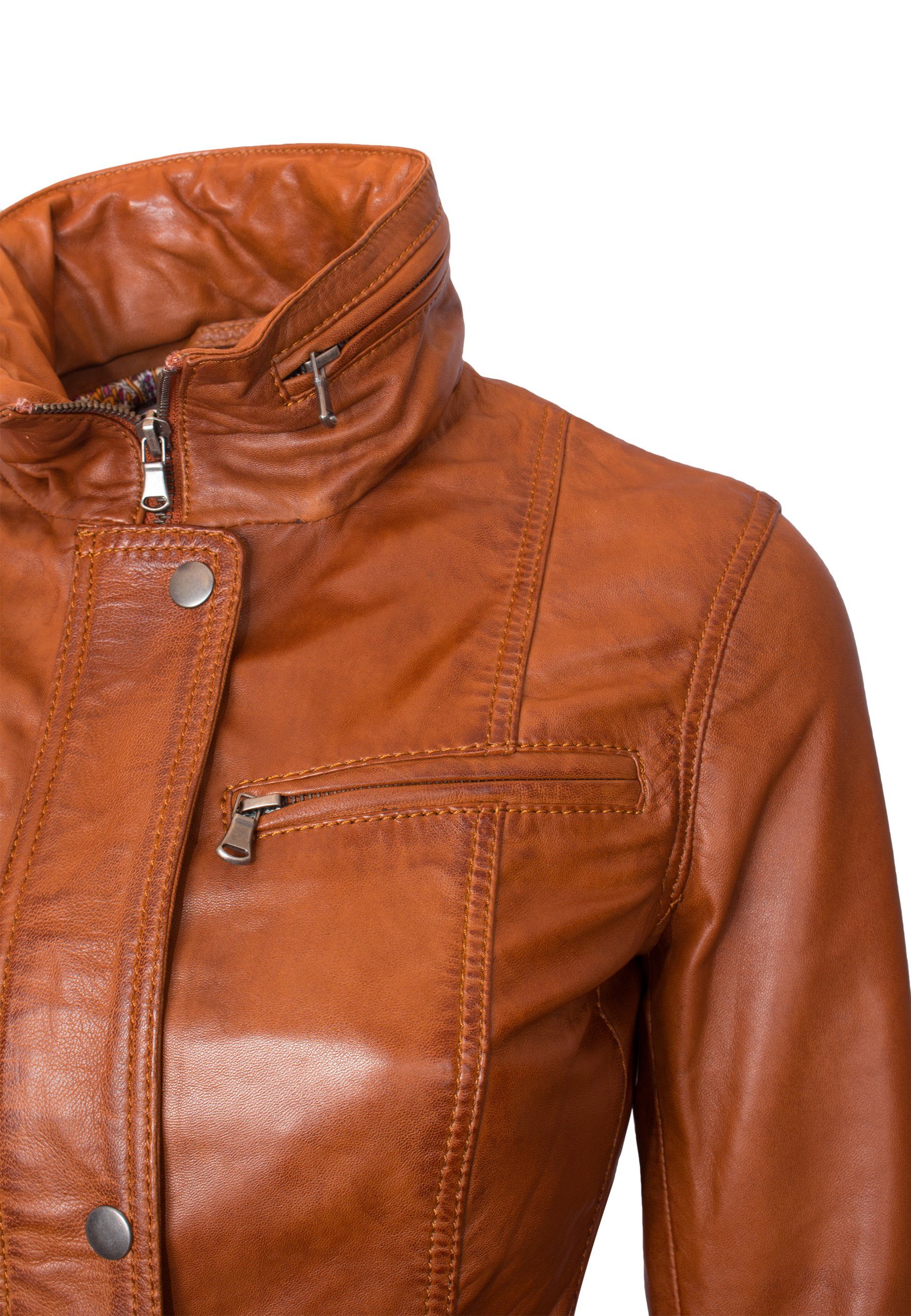Lolus Lederjacke Angel Lange Damen Lederjacke aus weichem Lammnappa Leder