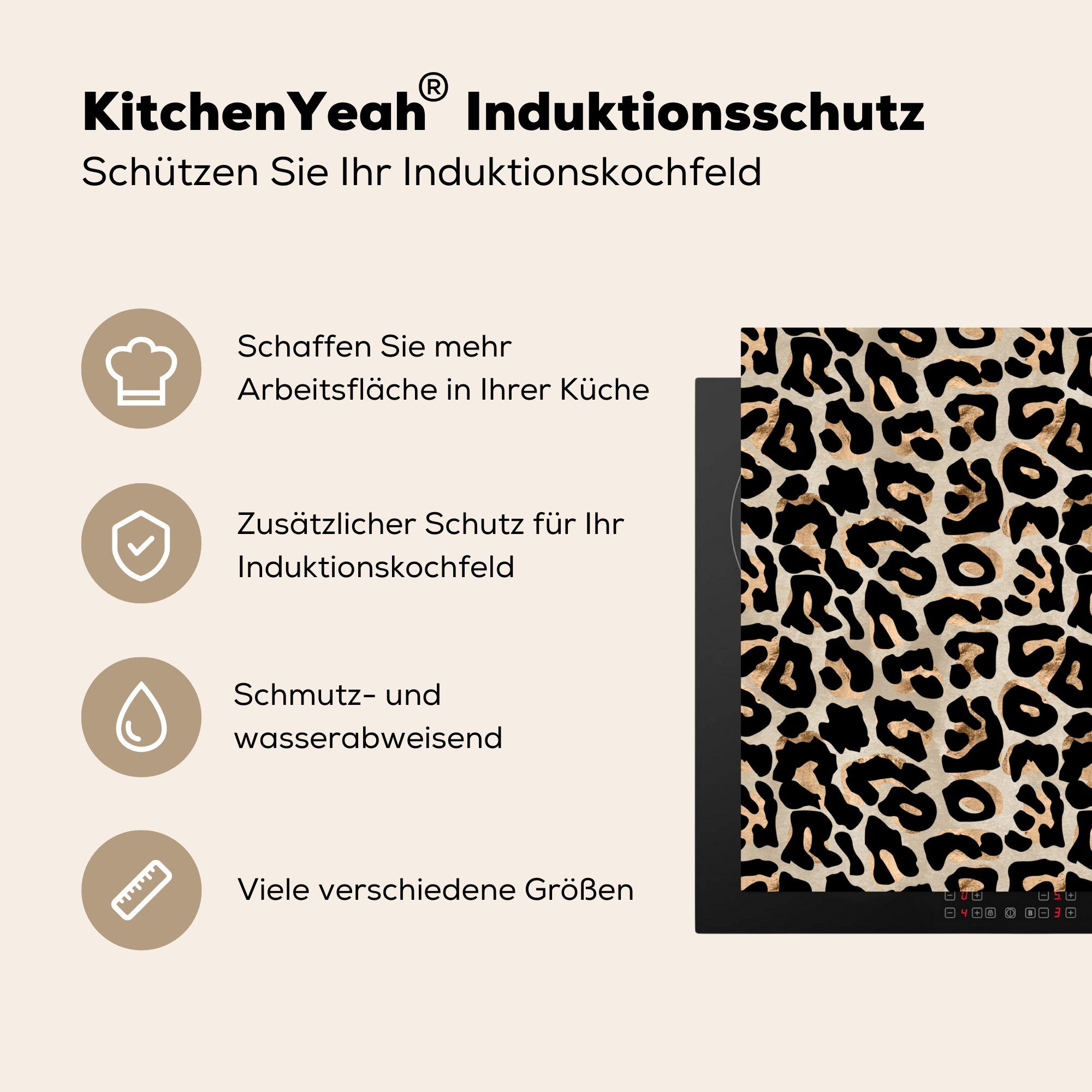 Induktionsmatte (1 Panther für - tlg), Vinyl, - MuchoWow küche, cm, Ceranfeldabdeckung die Herdblende-/Abdeckplatte Tiermuster Schick, 59x52