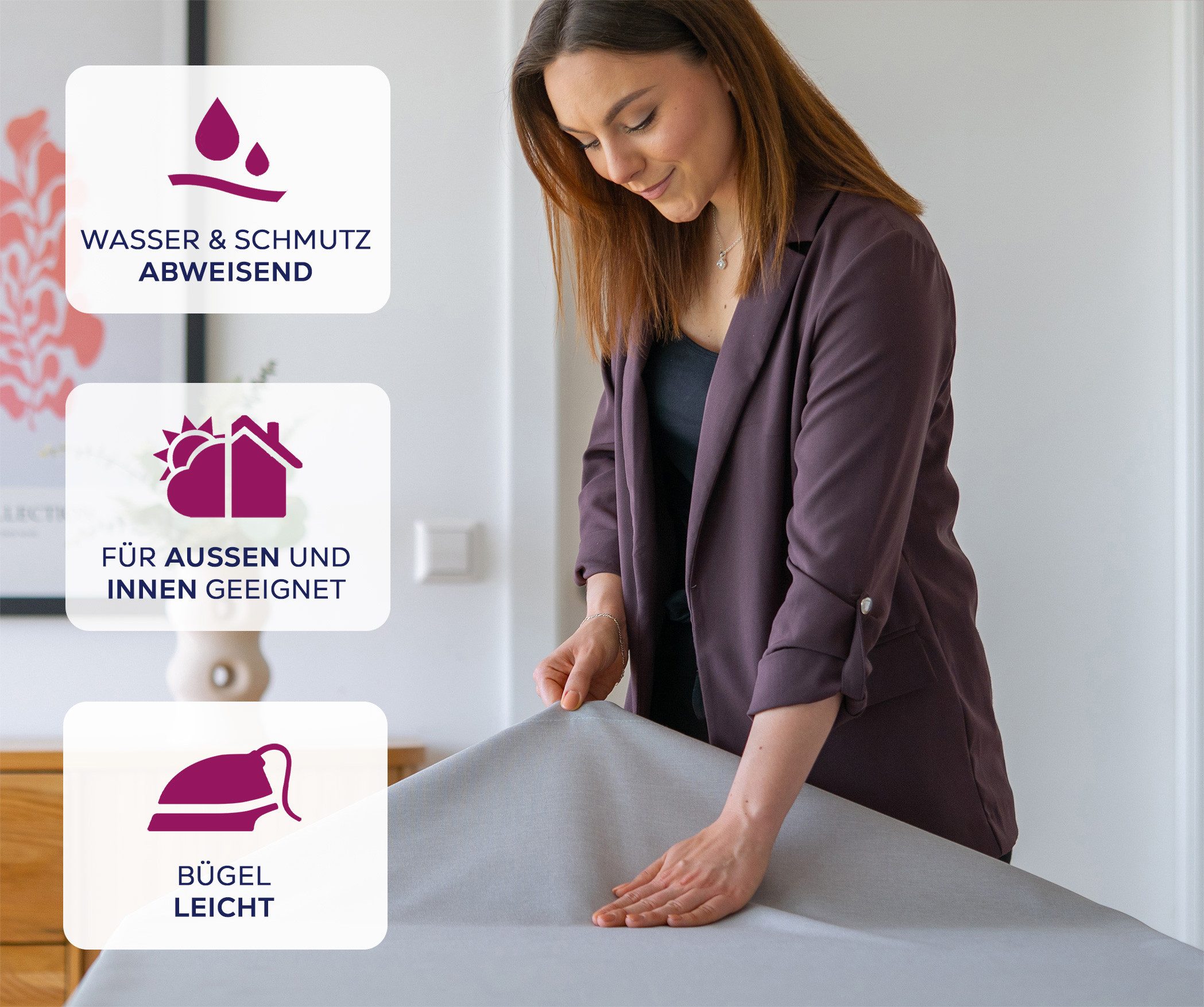 Beautex Tischdecke Fleckenabweisende bügelfreie Tischdecke mit Lotuseffekt, Leinenoptik (1-tlg)