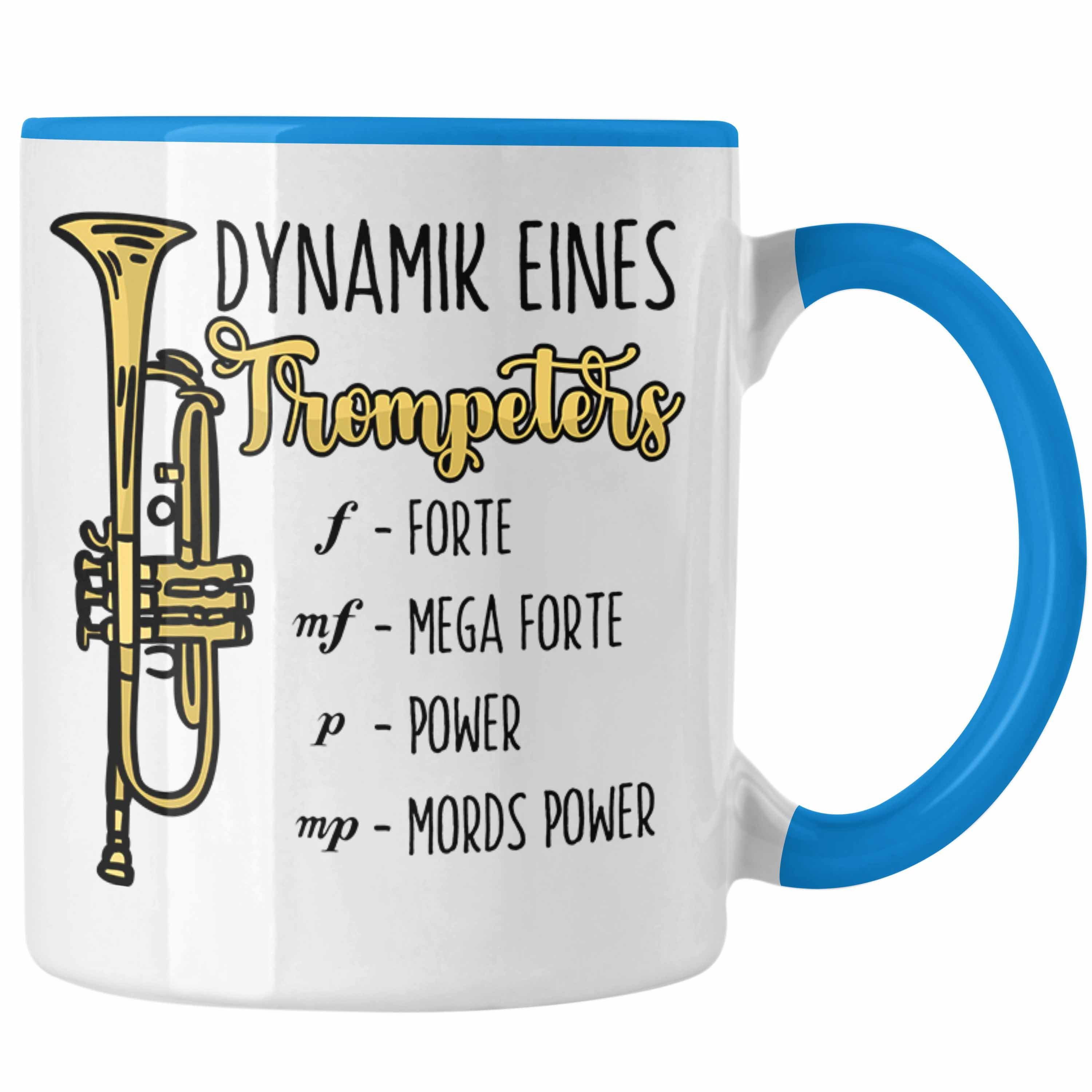 Trendation Tasse Lustige Trompete Tasse Geschenk für Trompeten-Spieler Blau