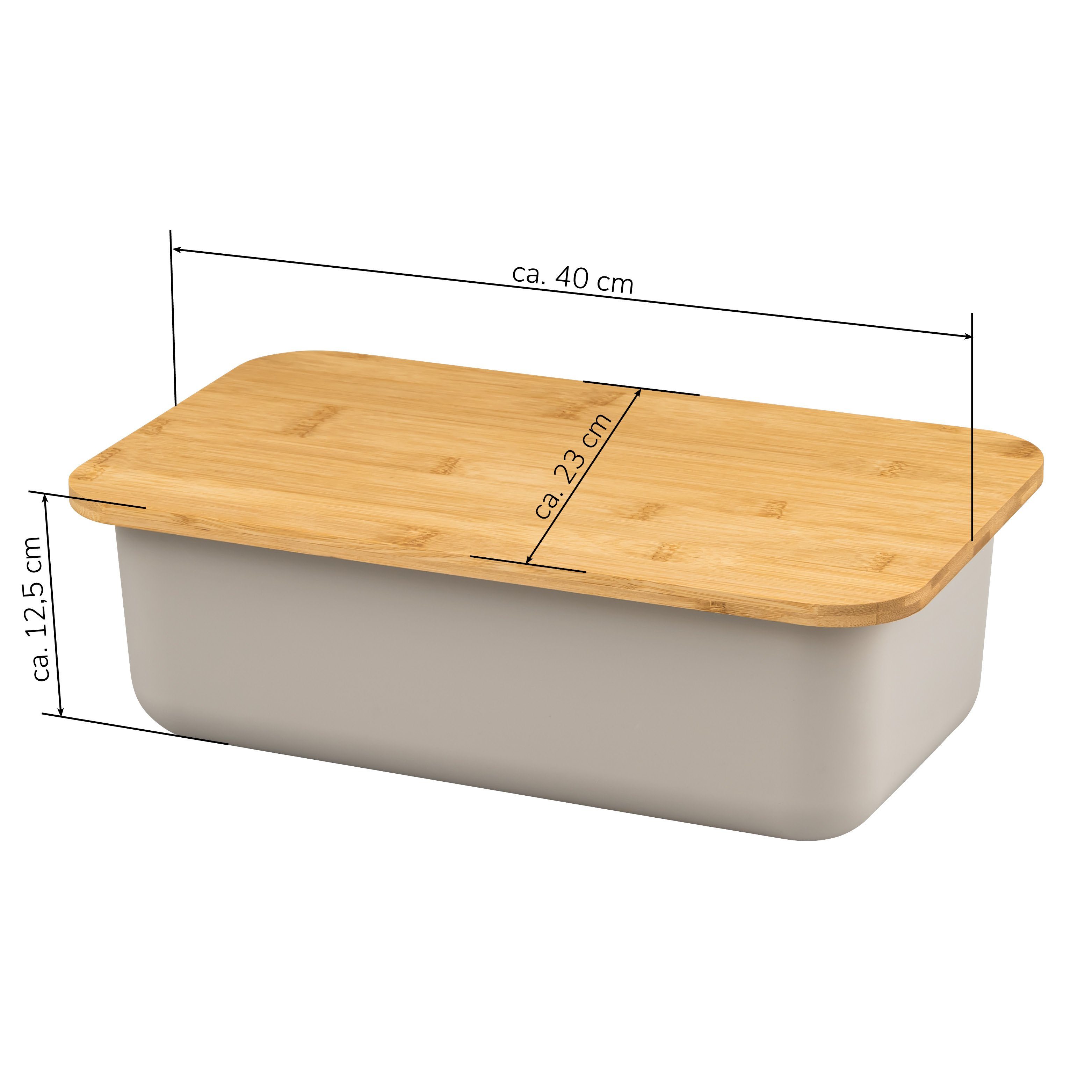 Brotbox Schneidebrett mit mit Deckel Brotkorb 1-tlg), (Komplett-Set, Brotkasten inkl. Bambus-Deckel, als bremermann Kunststoff, Schneidebrett, bremermann