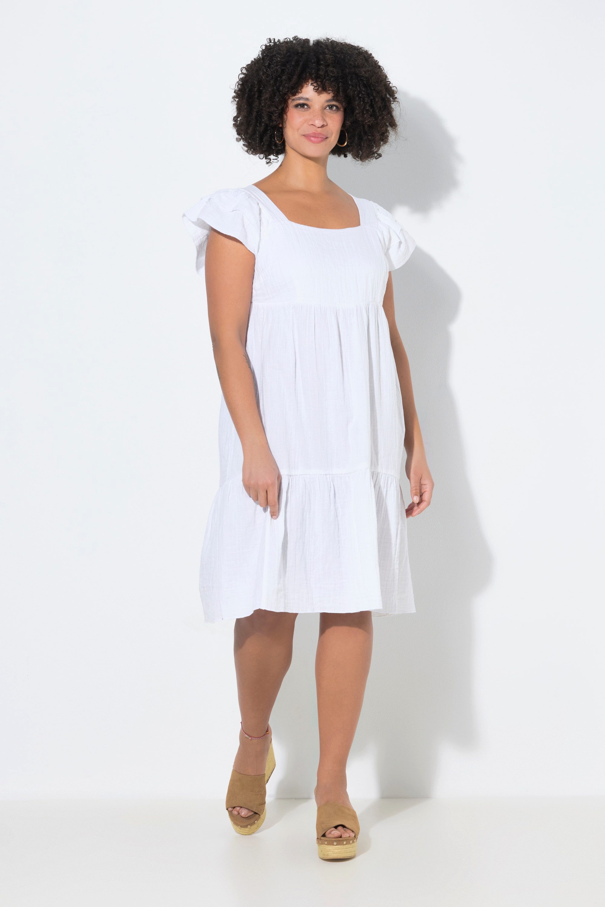 Angel of Style Jerseykleid Musselinkleid Carree-Ausschnitt Volants