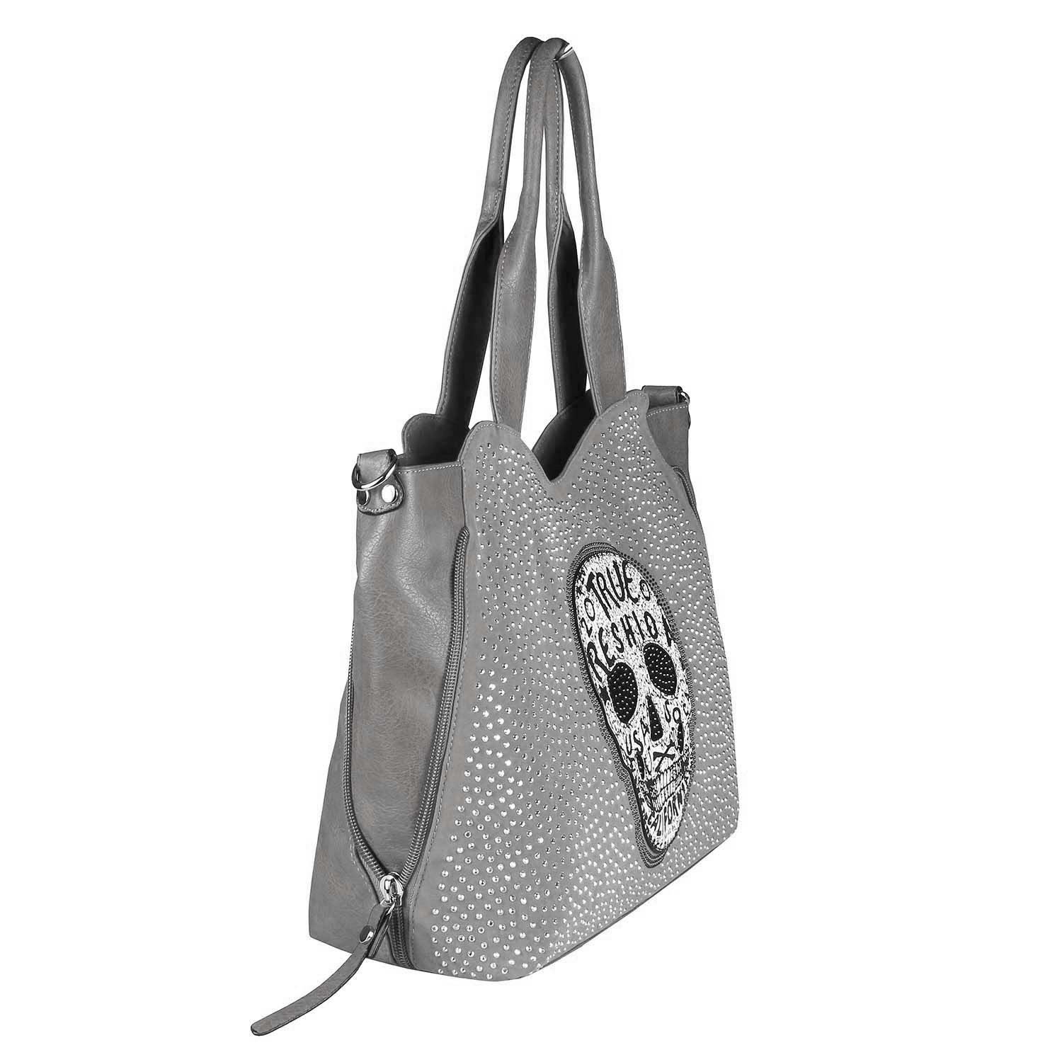 ITALYSHOP24 Schultertasche Damen XXL Totenkopf Shopper günstig online kaufen